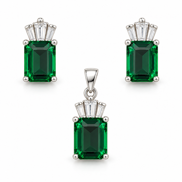 Set argint cu Zirconiu Verde JSIS2255