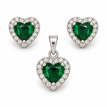 Set argint cu Zirconiu Verde JSIS2256