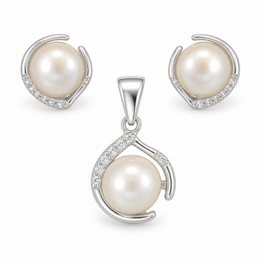 Set argint cu Zirconiu, perlă JSIS2266