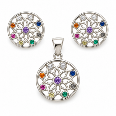 Set argint cu Zirconiu multicolor JSIS2267