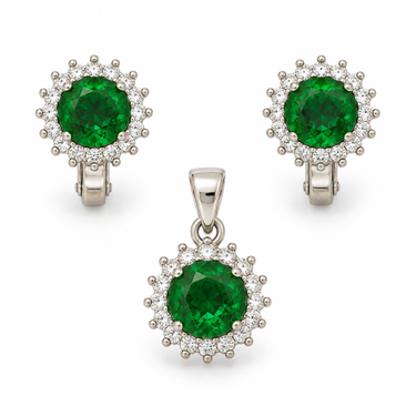 Set argint cu Zirconiu Verde JSIS2292