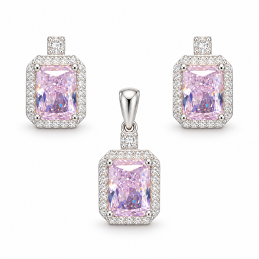 Set argint cu Zirconiu roz JSIS2293