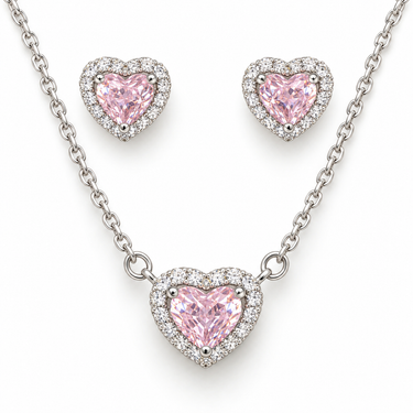 Set argint cu Zirconiu roz JSIS2294