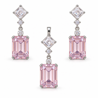 Set argint cu Zirconiu roz JSIS2295