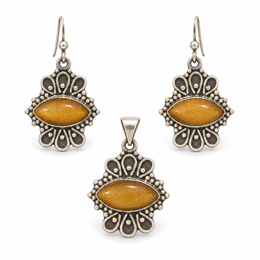 Set argint cu Ochi de Tigru JSIS2296