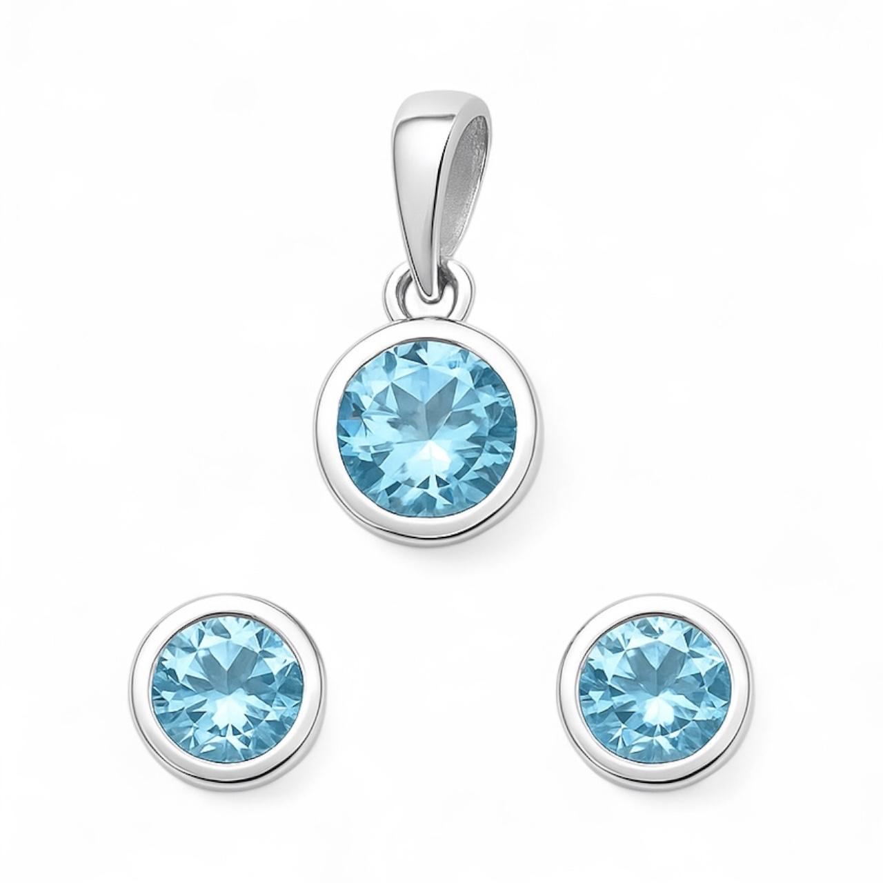 Set argint cu Topaz Albastru