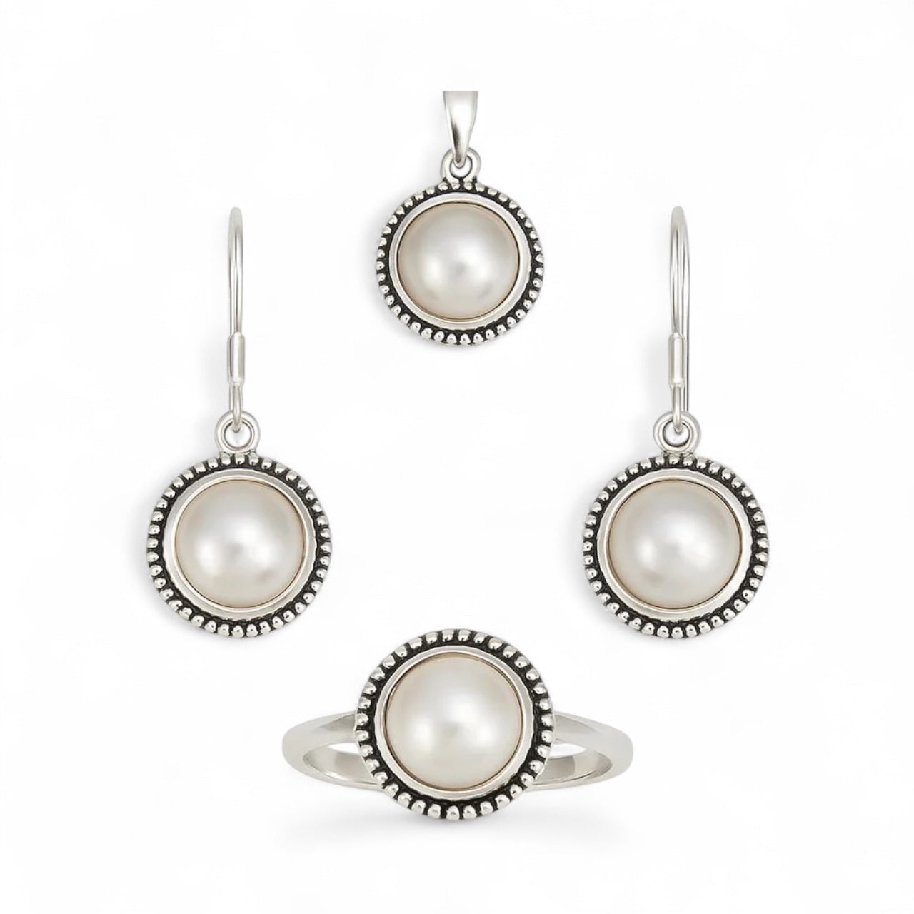 Set argint cu Perla