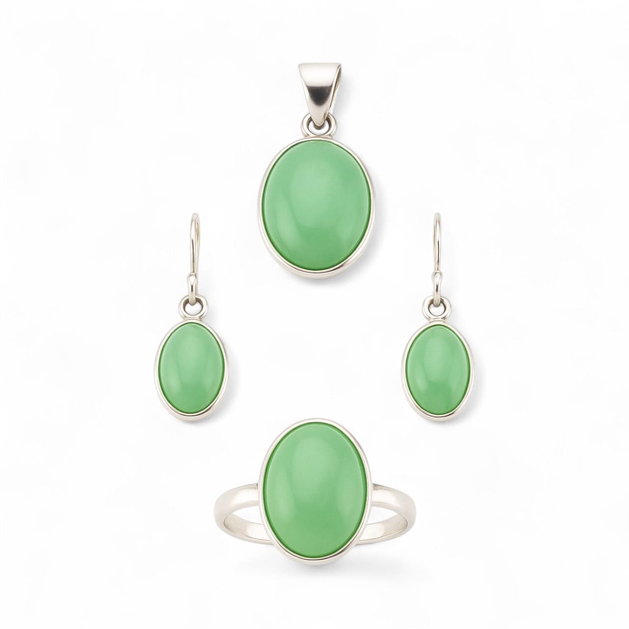 Set argint cu Jade