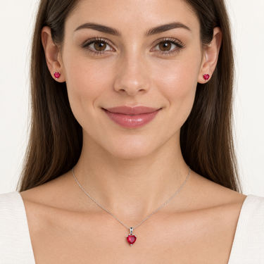 Set din argint cu zirconiu roz purtat de model – JSIS2214