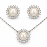 Set din argint cu perlă și zirconiu – design rotund – JSIS2275