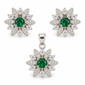 Set din argint cu zirconiu verde – Flori – JSIS2284