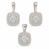 Set din argint cu zirconiu – contur pătrat dublu – JSIS2289
