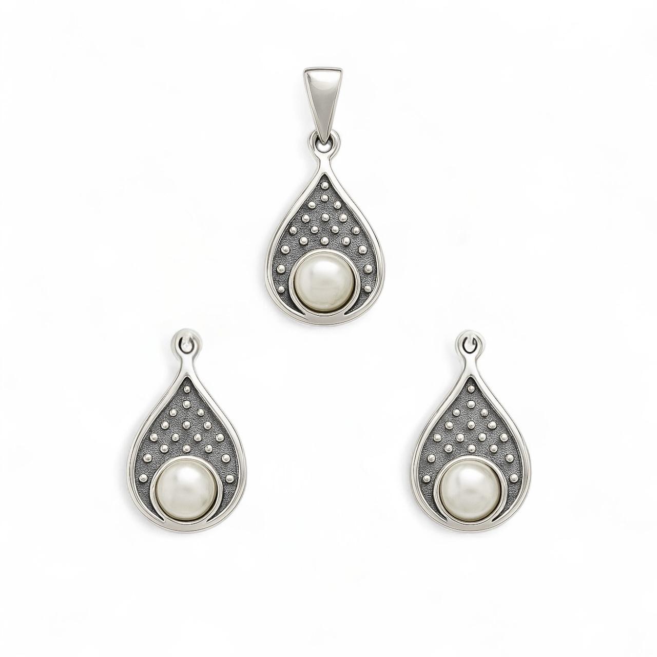 Set argint cu Perla