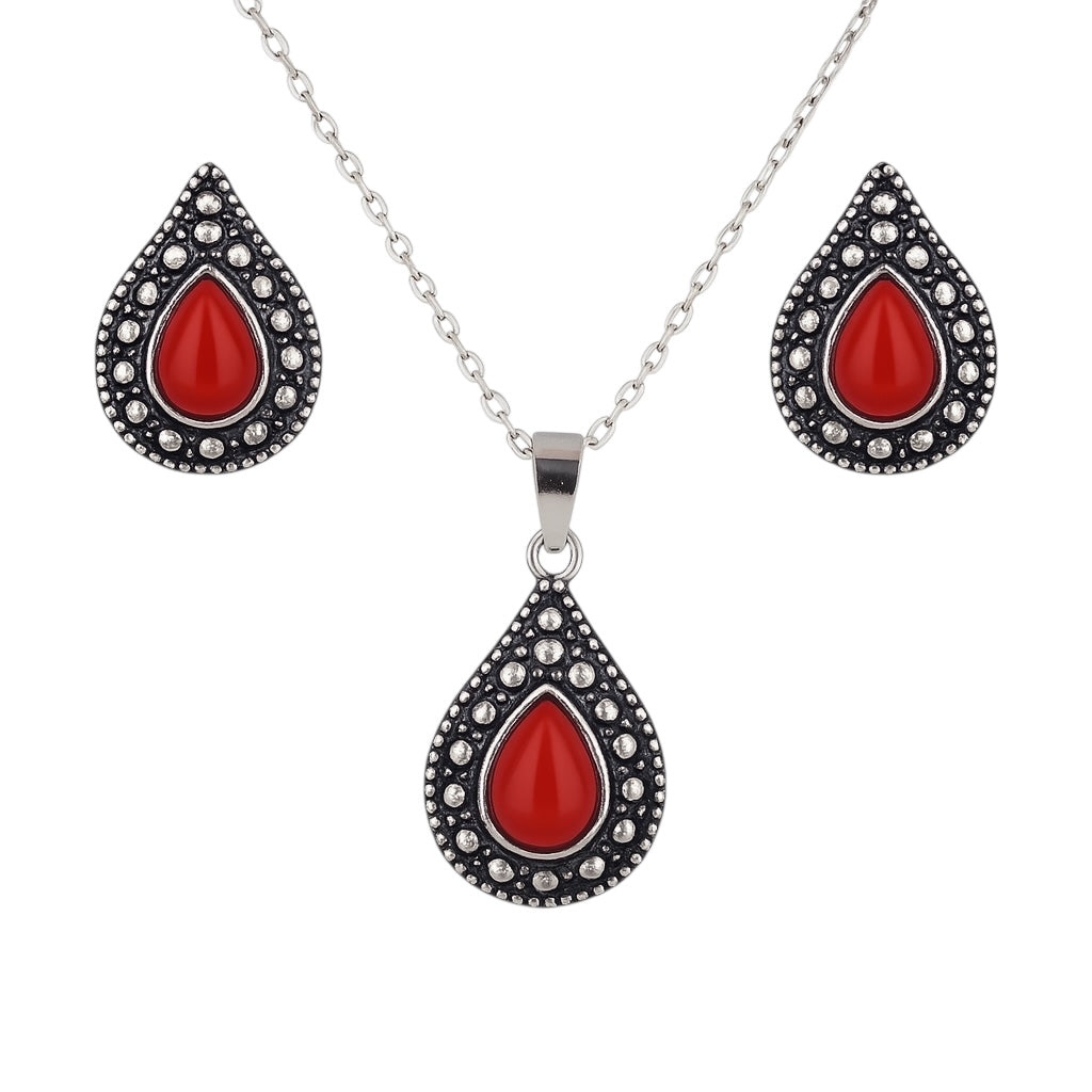 Set argint cu Coral