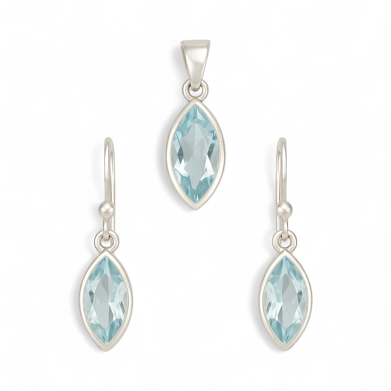 Set argint cu Topaz Albastru