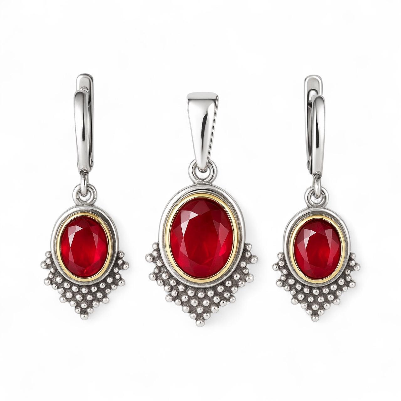 Set argint cu Radacina de Rubin