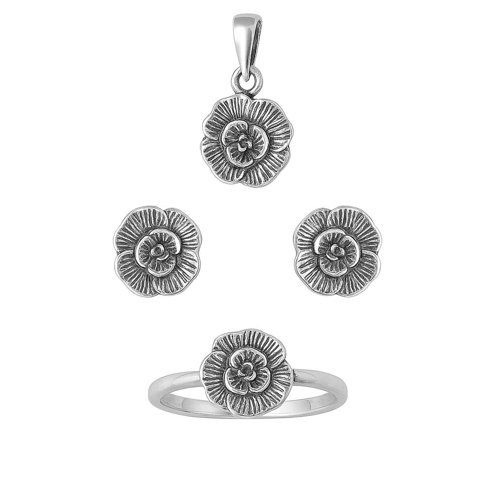 Set argint cu Floare
