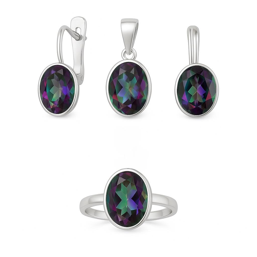 Set argint cu Topaz Mistic