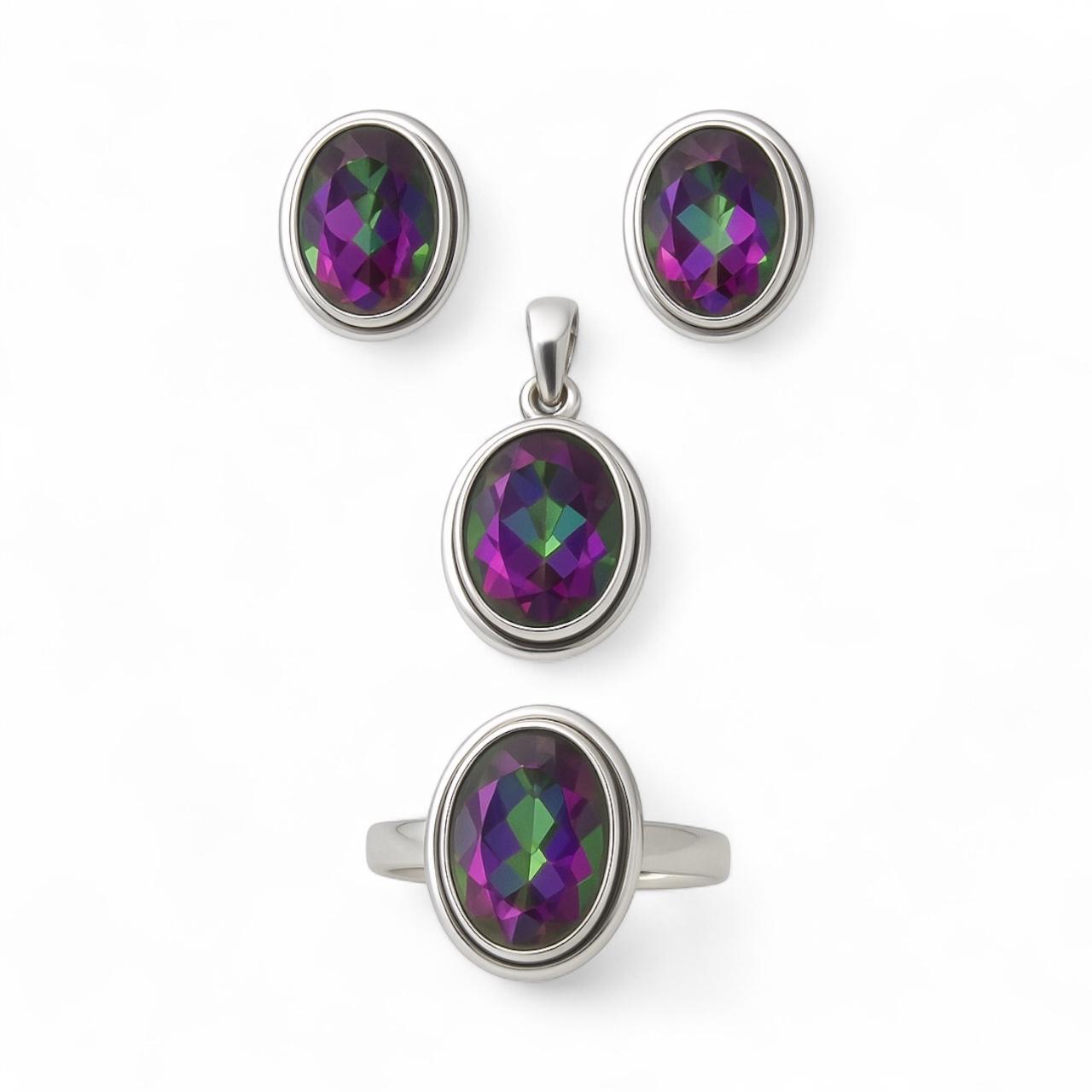 Set argint cu Topaz Mistic