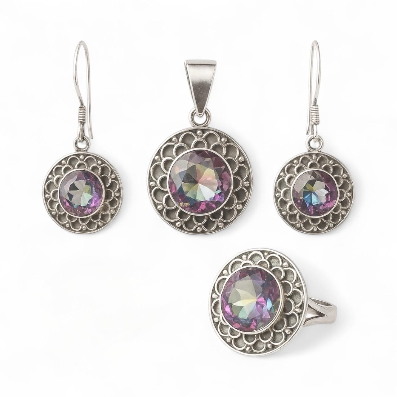 Set argint cu Topaz Mistic