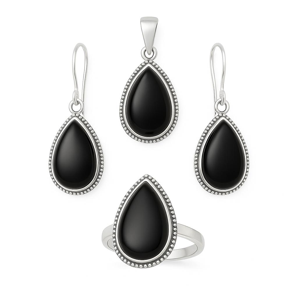 Set argint cu Onix