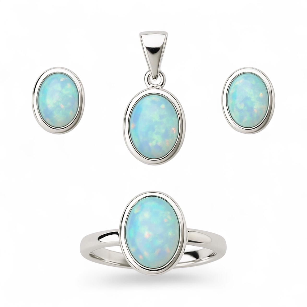 Set argint cu Opal
