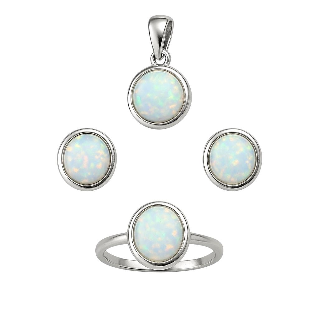 Set argint cu Opal